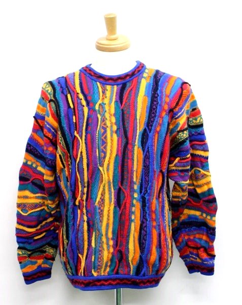 275□COOGI□ニットセーター オーストラリア製 マルチ□立体編 L coogi
