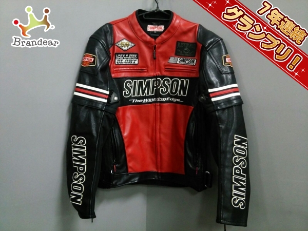 シンプソン ライダースジャケット 3L メンズ 美品 レッド×黒