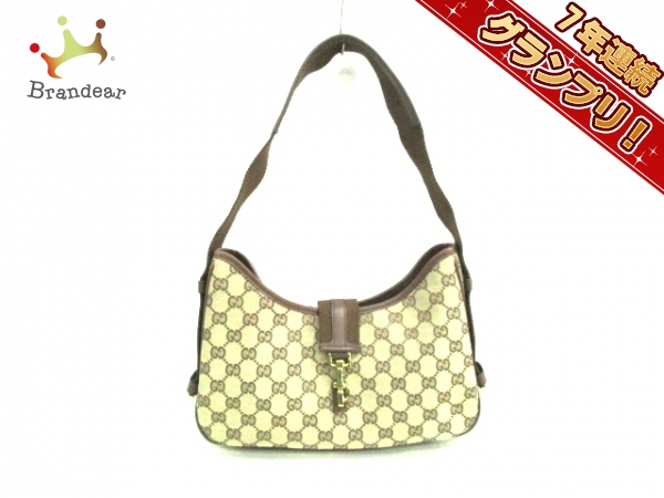 グッチ ショルダーバッグ 美品 GG柄 92736 ジャガード×レザー GUCCI