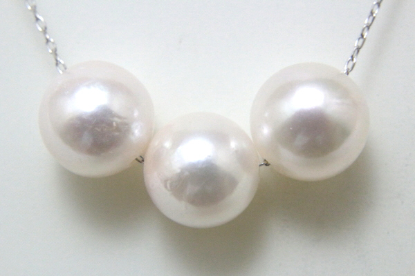 [Shimoe]最落無し！１円～Ｋ１８ＷＧ/７ｍｍあこやネックレス