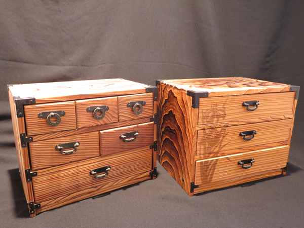 A429 木製 和箪笥 菖蒲柄等 2棹 セット/小物入 小箪笥 小引出