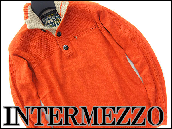 新品2.1万 インターメッツォ カシミヤ混リバティニットM橙I15555