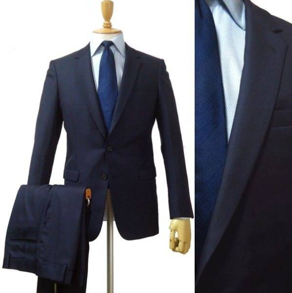 [トゥモローランド] 48 美ライン シルク混スーツ ネイビー