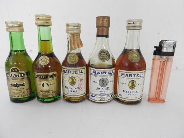 589/☆ミニチュアボトル5本 マーテル メダイヨン等 コニャック