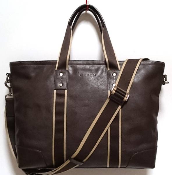 コーチ COACH トートバッグ レザー 美品 茶 本革 肩掛け - 縦型 バッグ 