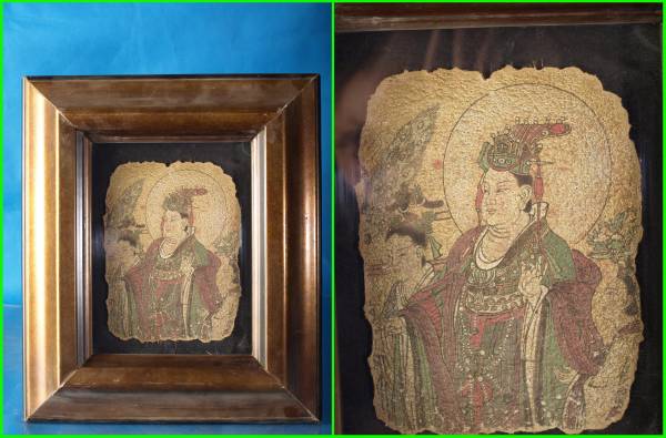 骨董市掘り出し品 中国唐時代　敦煌莫高窟壁画 彩絵発掘品AK1782A9-3 骨董市掘り出し品中国唐時代敦煌莫高窟壁画 彩絵人物像 発掘品 | MIKAS