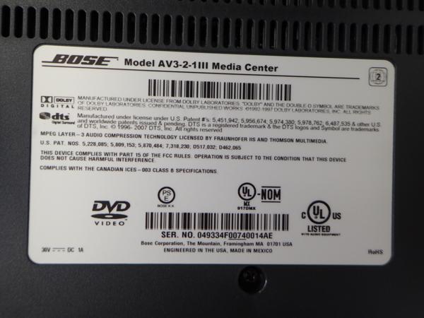 BOSE ホームシアターシステム AV3-2-1 III □ 49151-5 BOSE AV 3-2-1