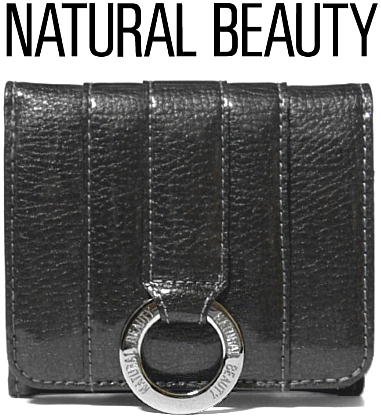 NATUEAL BEAUTY（ナチュラル・ビューティー）二つ折り財布 クリスタルリング 黒系 ブラック 本物保証