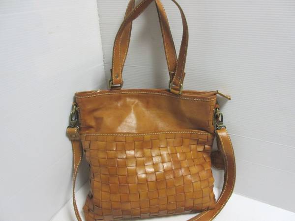 10)未使用 メッシュ本革 大きい 2way ショルダーバッグ(ロビタ風