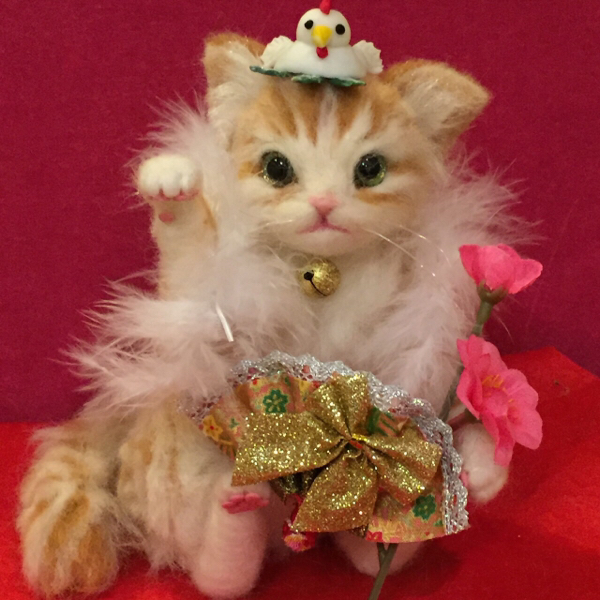 hazuki 羊毛フェルト 招き猫 茶トラ ハンドメイド 猫