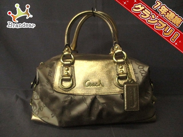 コーチ ハンドバッグ F15540 ゴールド ジャガード×レザー COACH 