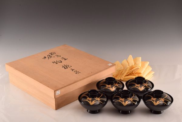 吸物椀 輪島塗 5客 | : 溜塗 縦長型 汁椀⁄お椀 漆器⁄食器