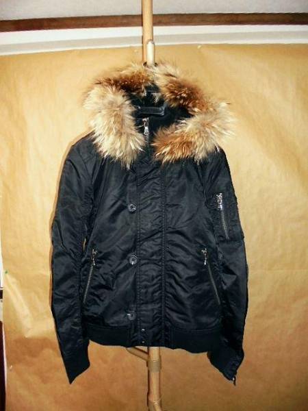 シェラック ファー付裏ボア ナイロン N-2B ブルゾン 黒46