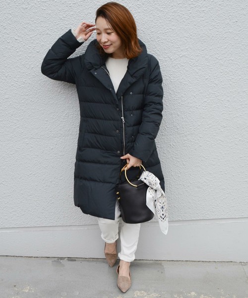 新品☆3.99万 SHIPS ダウン90％ ロングダウンコート ネイビー36 品質 