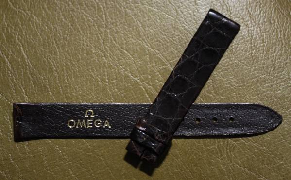 オメガ 純正 15ｍｍ 茶ブラウン レザー 尾錠無 　正規 ストラップ 未使用品