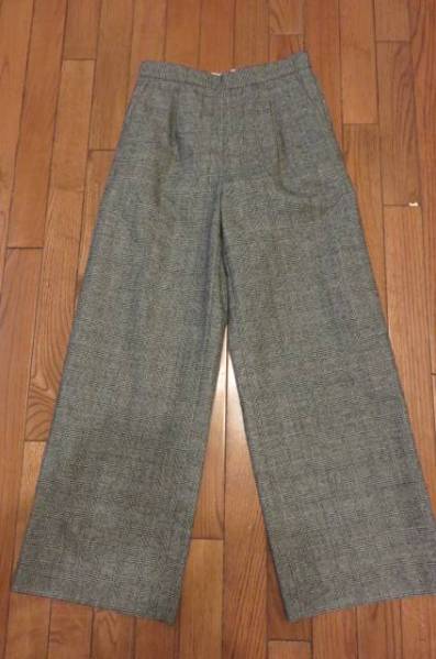 ルクールブラン★グレンチェック・ウール混ワイドパンツ★36新品