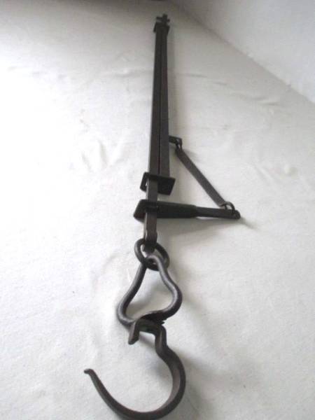 TA9898◇昔の/自在鉤/鉄角/鉄地/飾りの図/鉄自在鉤