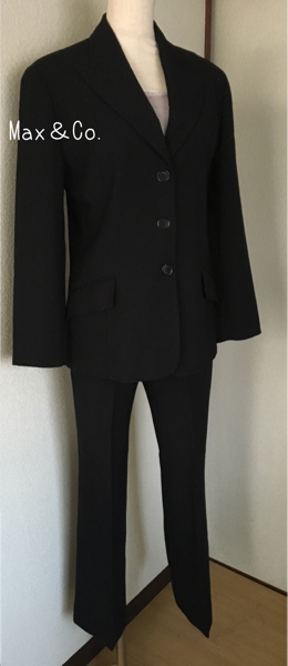 MAX&Co.黒パンツスーツ40usedきれいマックスマーラ高級ブランド