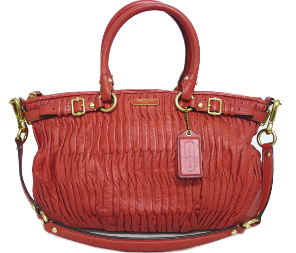 本物 美品 コーチ マディソンギャザード レザー ２ＷＡＹ ショルダー ハンドバッグ COACH