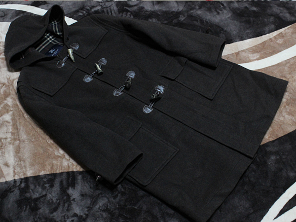 BURBERRY お洒落☆ チェック カシミア混 ダッフルコート メンズ