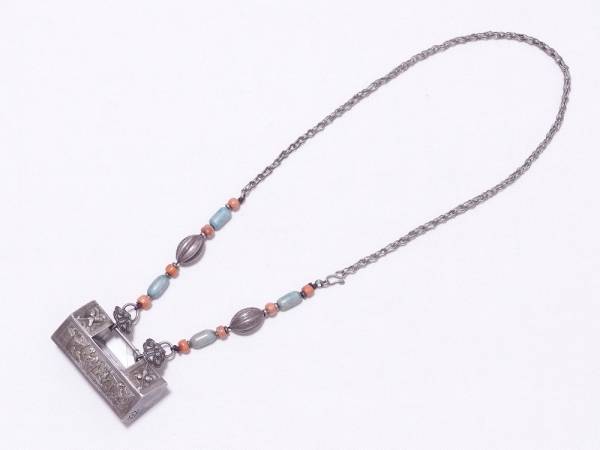 901-0817●宝市/中古/アンティーク珊瑚入シルクロードネックレス