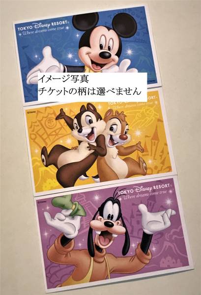 1円～ 混雑時入園可 ディズニーチケット2枚　普通郵便送料込