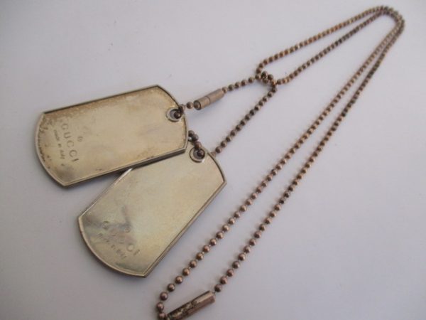 ○GUCCI グッチ ダブルドッグタグプレート ネックレス SV925 中古品