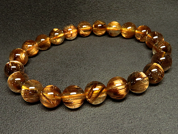 高品質g1500円★【タイガータイチンルチル】茶水晶ブレスレットＭ★9.5mm