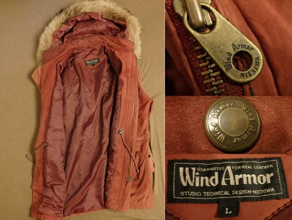 ニチワ wind armor ムートン ダッフルコート B-6 n-3b 羊革 ラムレザー 