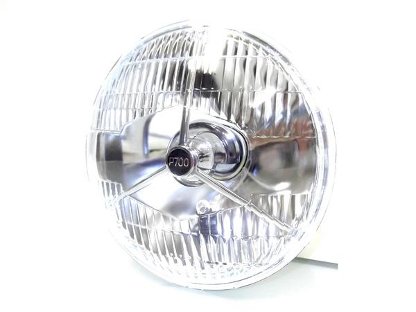 送料無料 7インチ P700 ヘッドライト ガラスレンズ 左右SET 裏ゴムカバー付 フロントヘッドランプ ライト 汎用 丸型 丸灯 H4流用 社外 新品
