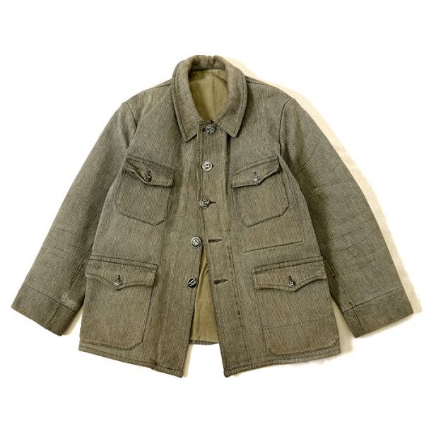 100～♪1940'S50'S フランス 太畝コットンピケ 動物柄メタルボタン ハンティングジャケット フレンチ ワーク ビンテージ ヴィンテージ