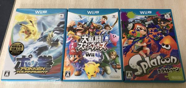 wii Uソフト3 本セット スプラトゥーン、スマブラX、ポッ拳