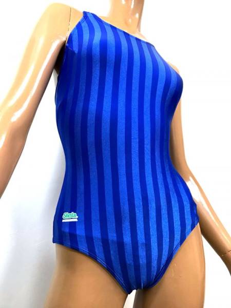 シレスタSilesta女子競泳水着Lサイズ光沢コバルトブルーストライプ★伸縮性あり