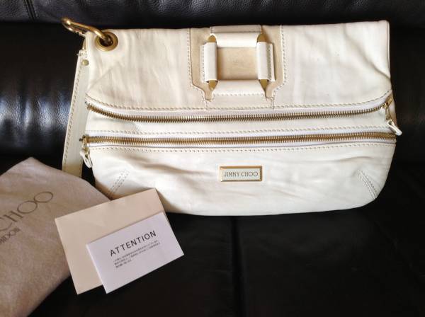 JIMMY CHOOジミーチュウ★レザー クラッチバッグ ストラップ付き 白