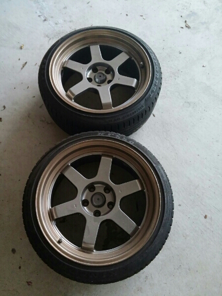 18インチTE37V風ホイール 9J+15 タイヤ付き 2本セット(ラジアルタイヤ  