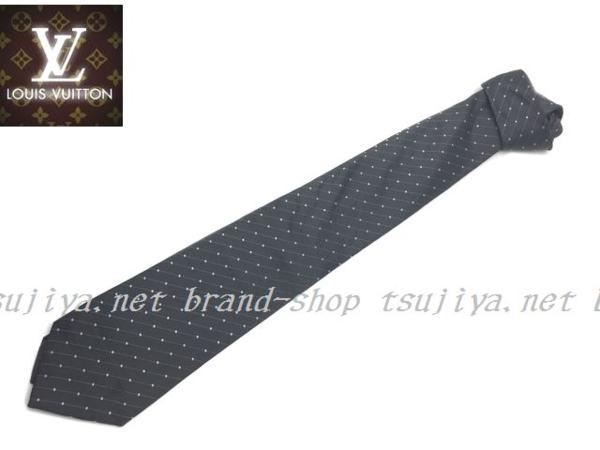 辻屋質店9371】LouisVuittonルイヴィトン ネクタイ シルク グレーx