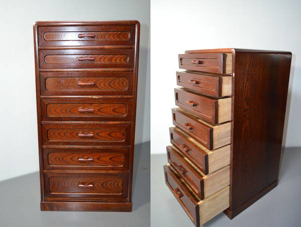 ●○レトロ　アンティーク　からくり引出し　書棚　書庫　７段○●