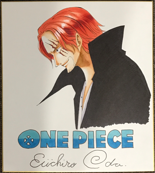 ONE PIECE シャンクス イラストカード 尾田栄一郎サイン入り ONE PIECE ワンピース 尾田栄一郎 直筆サイン 色紙 シャンクス(サイン