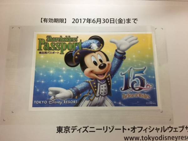 東京ディズニーランド　ディズニーシー　株主優待券　株主用パスポート　有効期限2017年6月30日まで　★送料無料★
