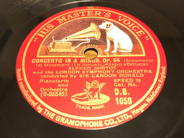 貴重！英HMV12吋4枚！アルフレッド・コルトーのピアノによるシューマン、指揮はランドン・ロナルド&ロンドン響 !