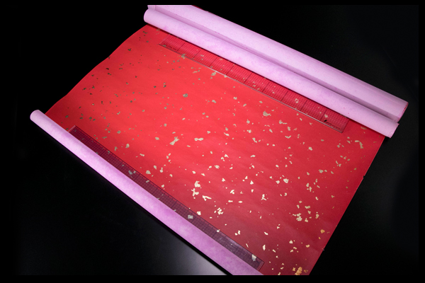 ◆天香楼◆紅色洒金箋　9枚　130×68　古紙　　唐物AA5479