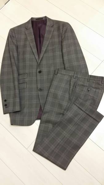 【美品】【お洒落】バーバリーブラックレーベル　グレーチェック柄　スーツ　40R