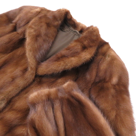 極美品☆MINK ミンク 本毛皮コート ブラウン 13号 毛質艶やか・柔らか