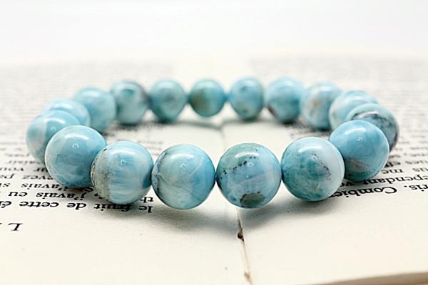 ◆13A カリブ海の宝石 ラリマー アトランティスストーン ブレスレット 12.5mm 【T986