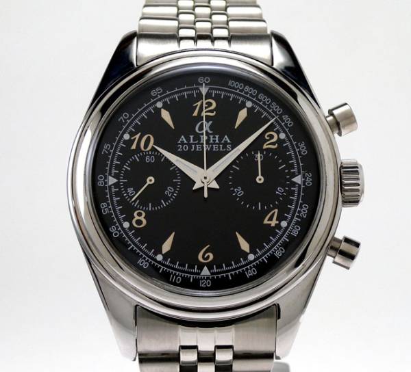 伝説のVenus175ライセンス本格機械式手巻クロノSM黒