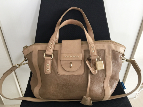 ジミーチュウ☆JIMMY CHOO☆ジミーチュウ ハンドショルダーバッグ2wayレザートートバッグ☆キャメルベージュ