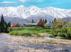 絵画 肉筆油絵 壁掛け WSM 「北アルプス白馬岳」 大山 功 Yahoo