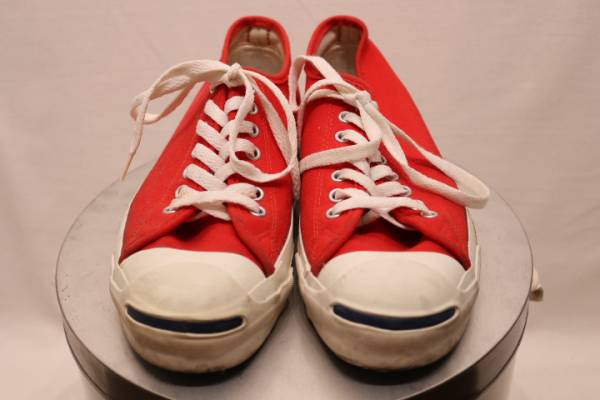 美品　ヴィンテージ　コンバース　USA製　ジャックパーセル　キャンバス地　赤　サイズ　US8　スニーカー剣　ラリー　チャックテイラー　