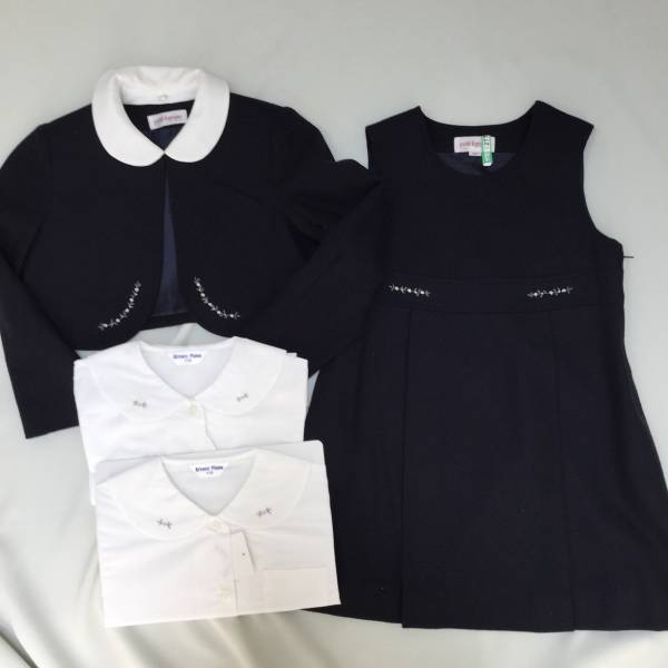 120cm☆小学校受験に！ピンク濃淡小花オーダー刺繍の濃紺  