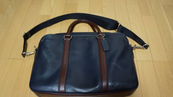 希少　COACH コーチ 本革 レザー 2WAY ビジネスバッグ ブリーフケース 書類カバン ショルダーストラップ　バイカラー　人気